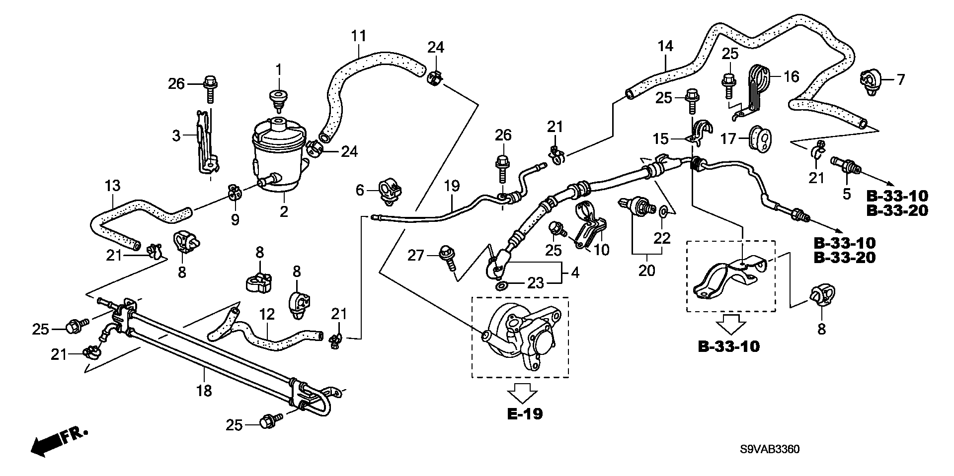 Diagram P.S. LINES (2WD) for your 2008 Honda Pilot 3.5L VTEC V6 AT 2WD EX 