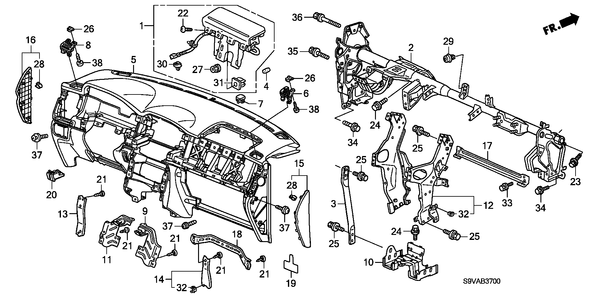 Diagram INSTRUMENT PANEL for your Honda Pilot  