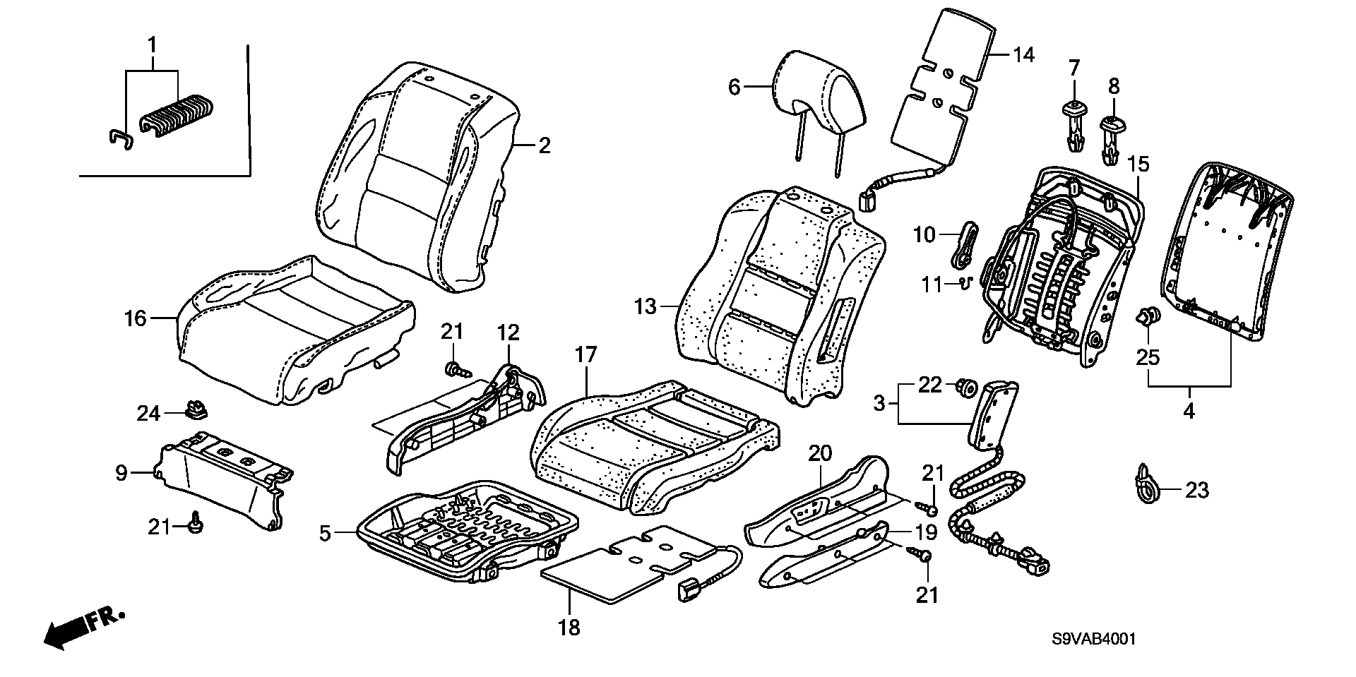 Honda Pilot Heater, l. Fr. Seat cushion. Front, power - 81534-S9V-A62 ...