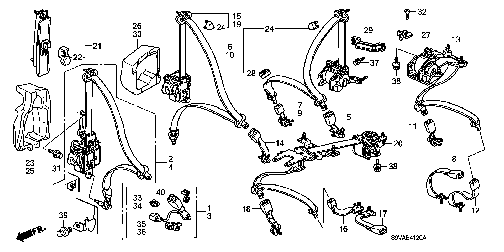 Diagram SEAT BELTS for your Honda