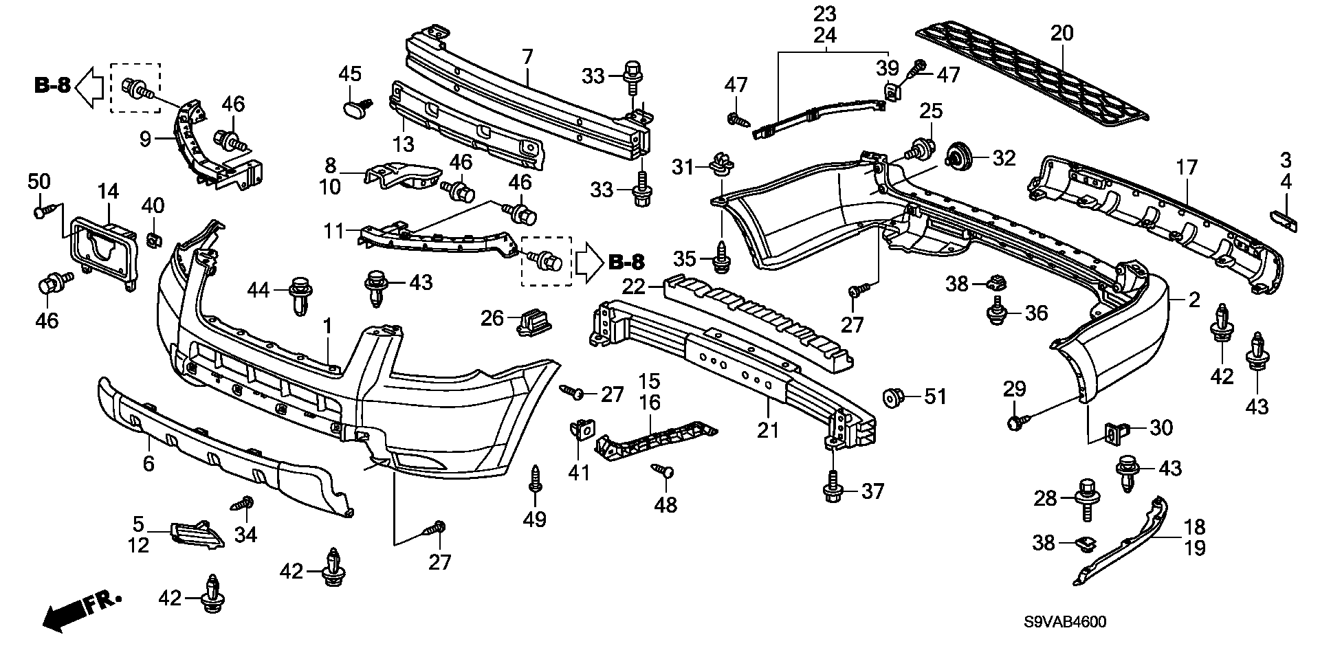 Diagram BUMPERS for your 1996 Honda Accord Coupe 2.2L VTEC MT EX 