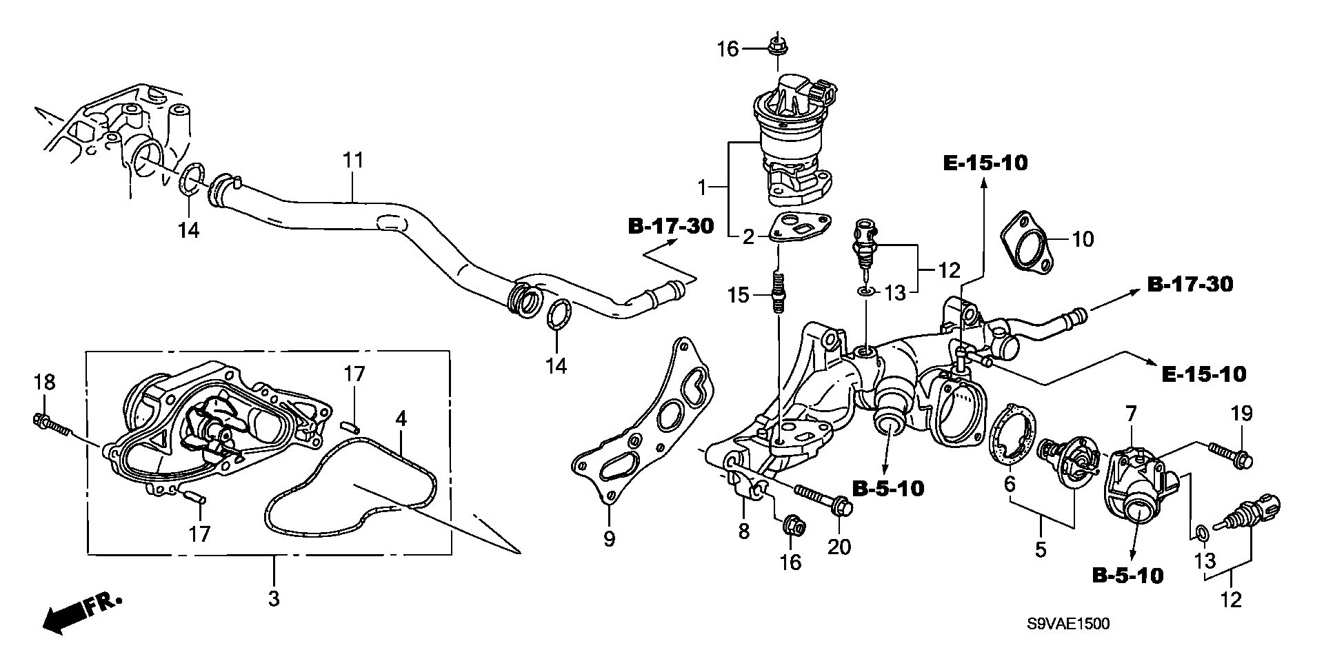 Diagram WATER PUMP@SENSOR for your 1976 Honda Civic Hatchback   