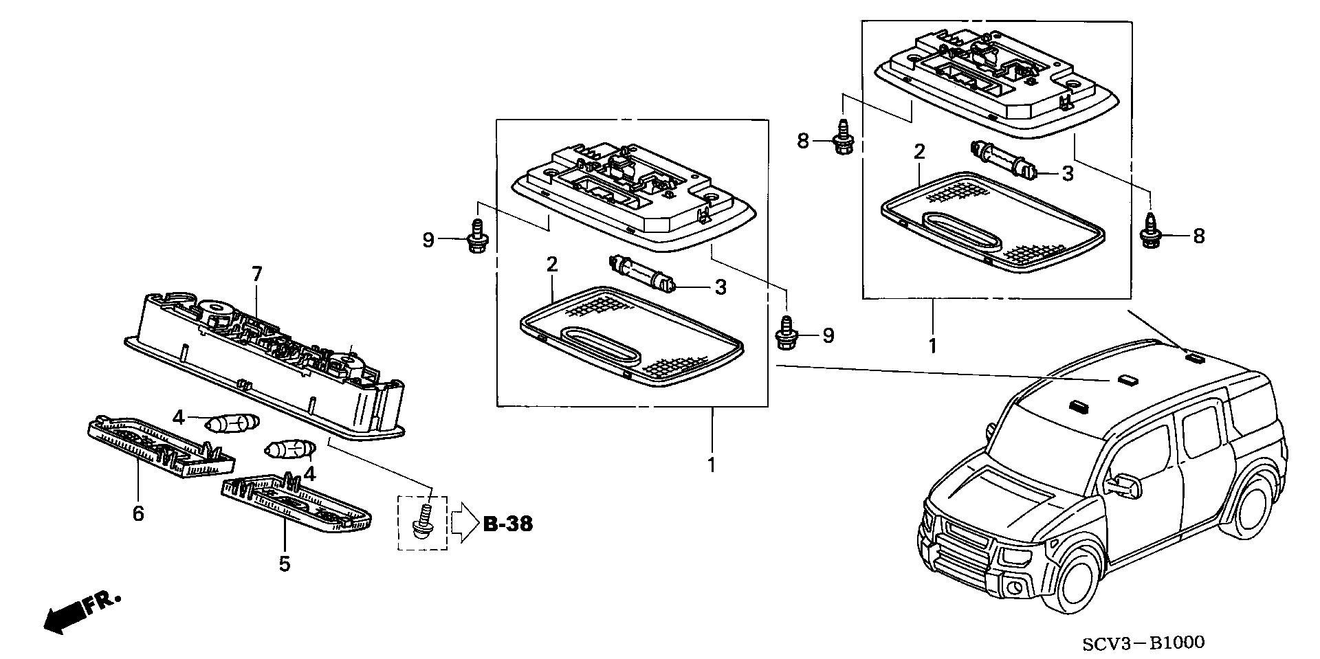 Diagram INTERIOR LIGHT for your Honda Element  