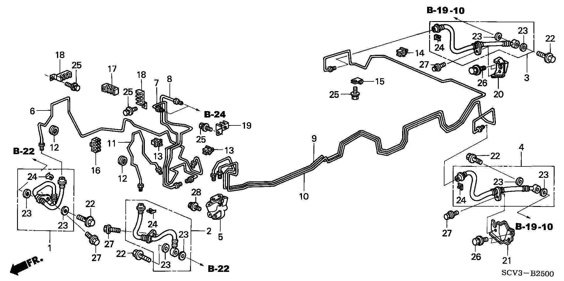 Diagram BRAKE LINES for your 1990 Honda Civic Hatchback   