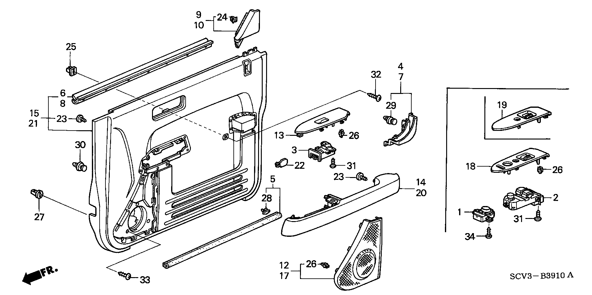 Diagram FRONT DOOR LINING for your Honda Element  