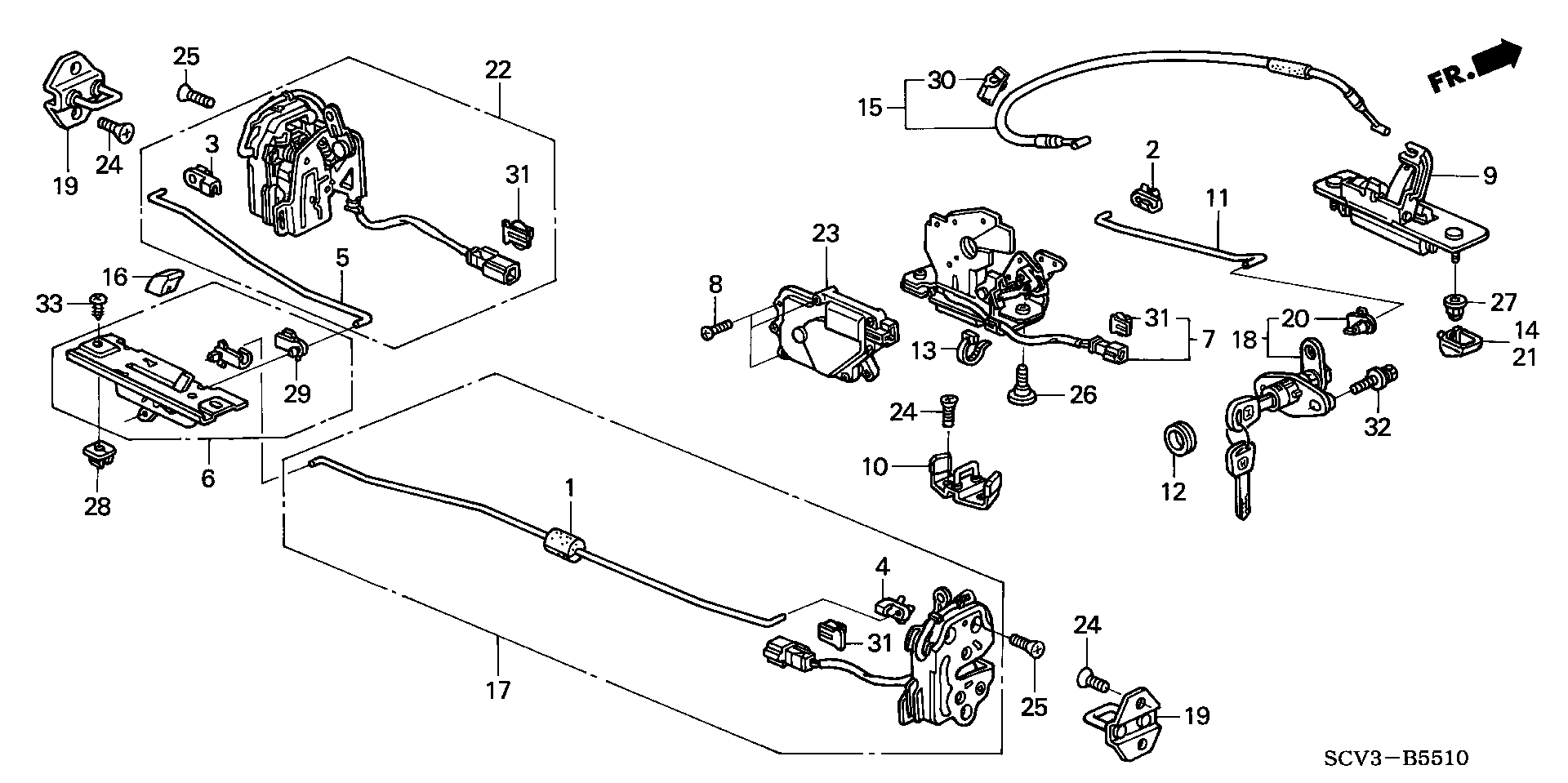 Diagram TAILGATE LOCK for your Honda Element  