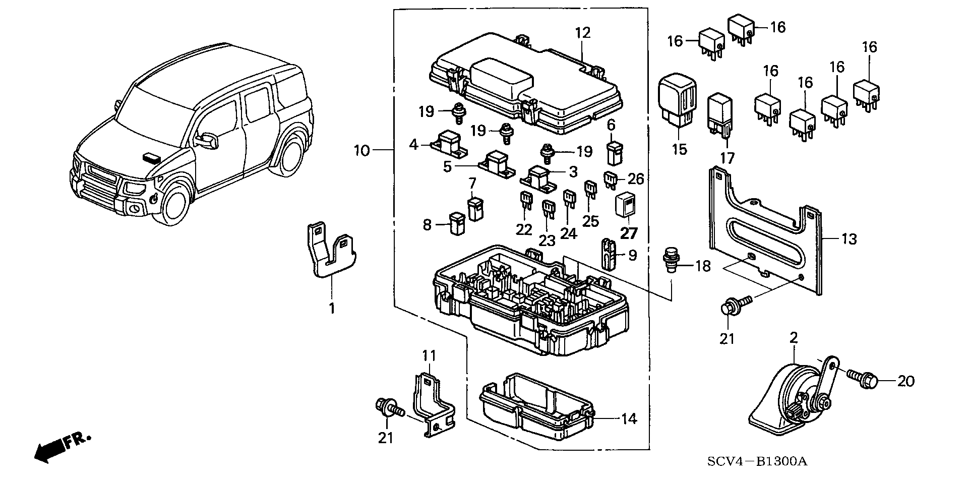 Diagram CONTROL UNIT (ENGINE ROOM) for your Honda