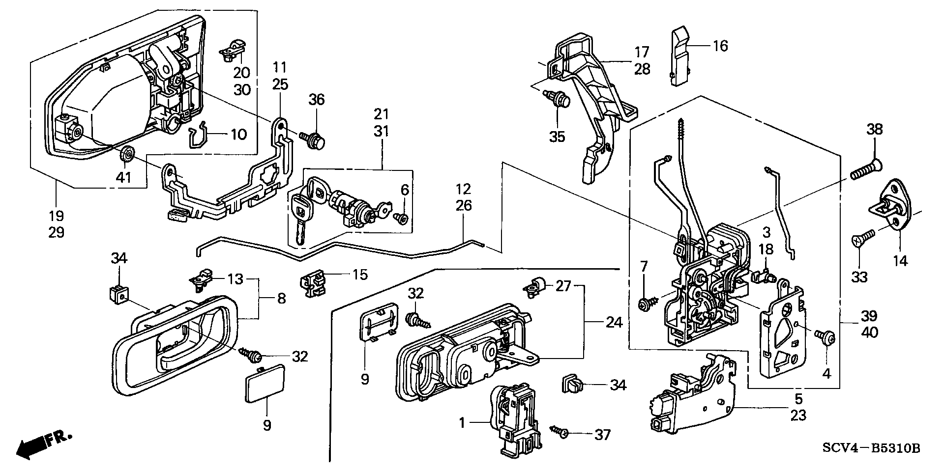 Diagram FRONT DOOR LOCKS@OUTER HANDLE for your 2003 Honda Pilot   