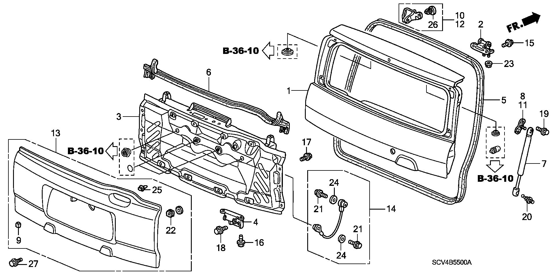 Diagram TAILGATE for your Honda Element  