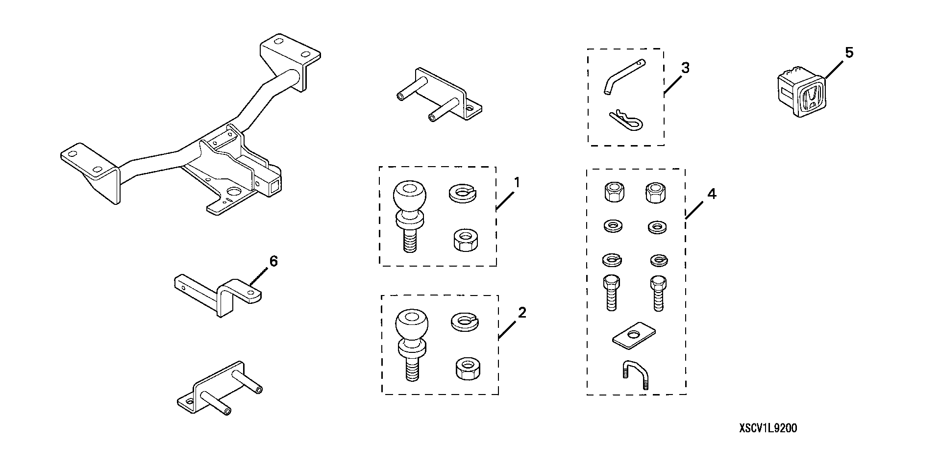 Diagram TRAILER HITCH (CLASS 1) for your Honda Civic Hatchback  