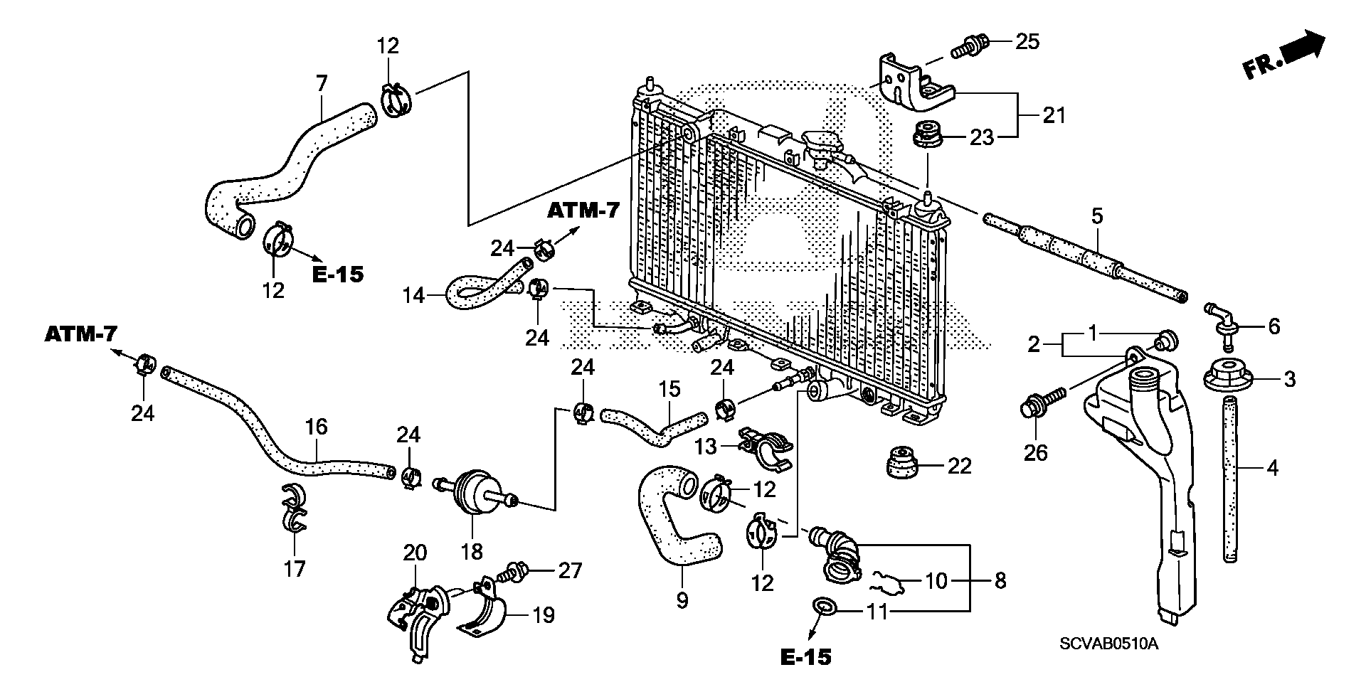 Diagram RADIATOR HOSE@RESERVE TANK for your 2013 Honda Accord   