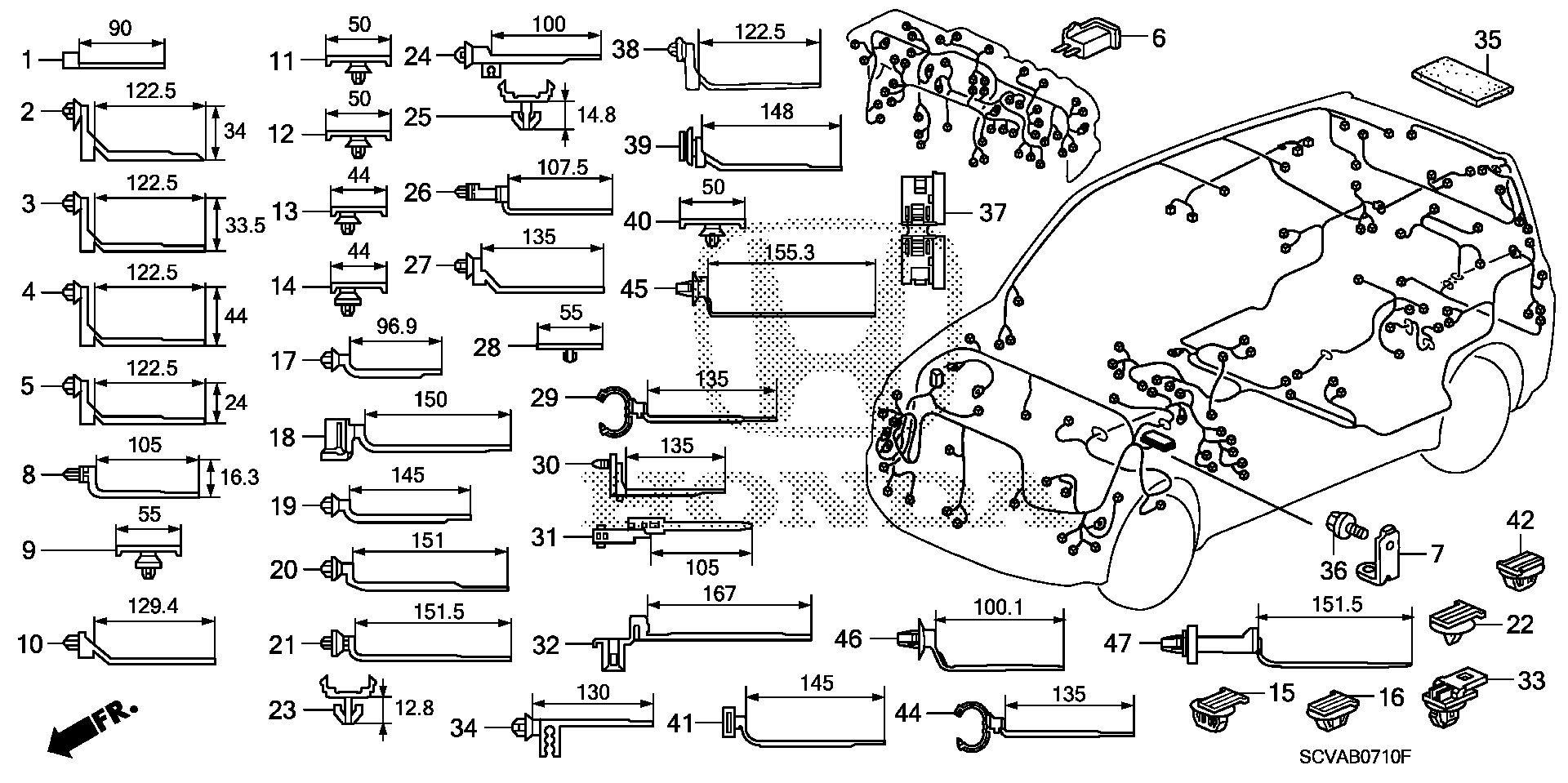 Diagram HARNESS BAND@BRACKET for your Honda