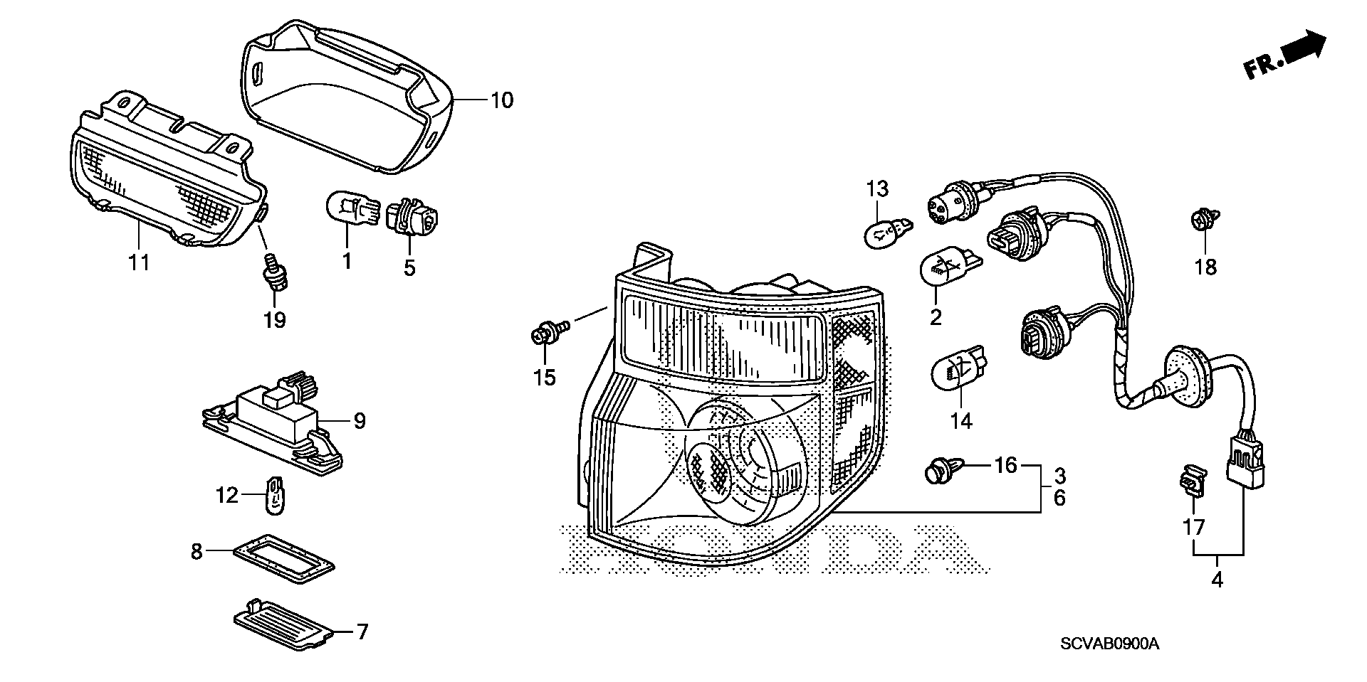 Diagram TAILLIGHT@LICENSE LIGHT (1) for your 2013 Honda Accord Coupe   