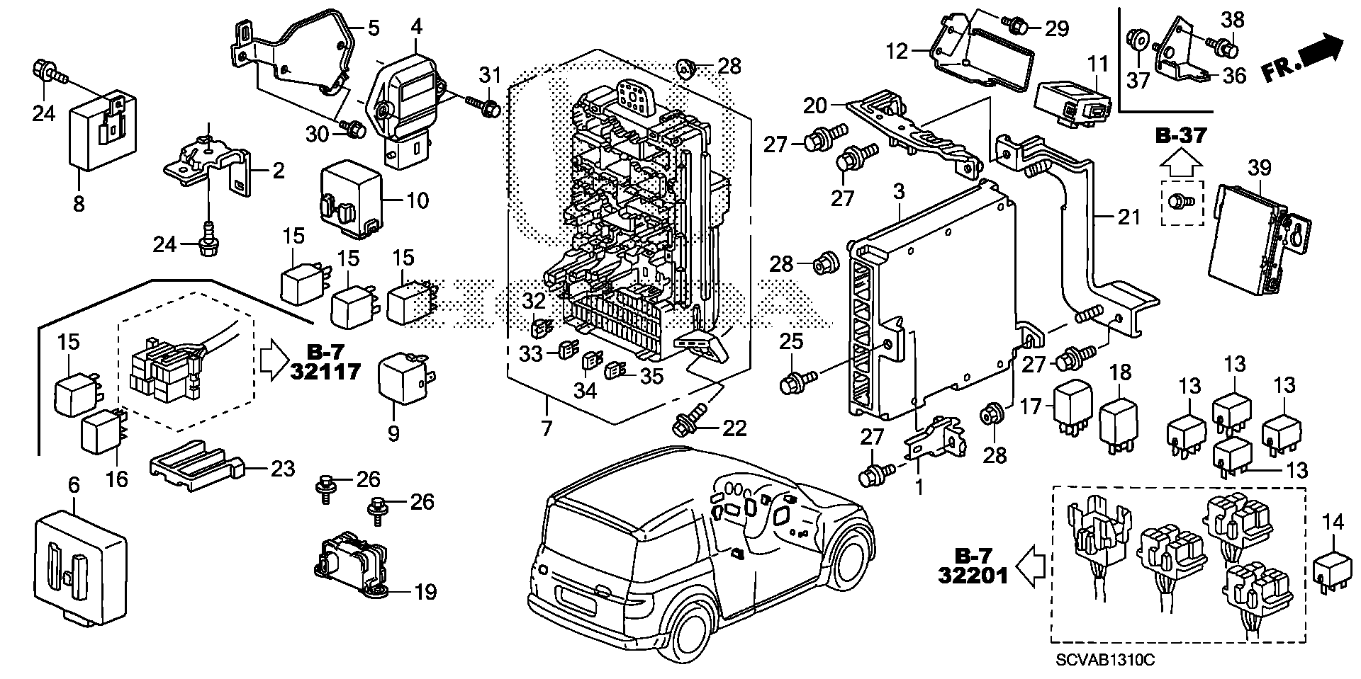 Diagram CONTROL UNIT (CABIN) for your Honda