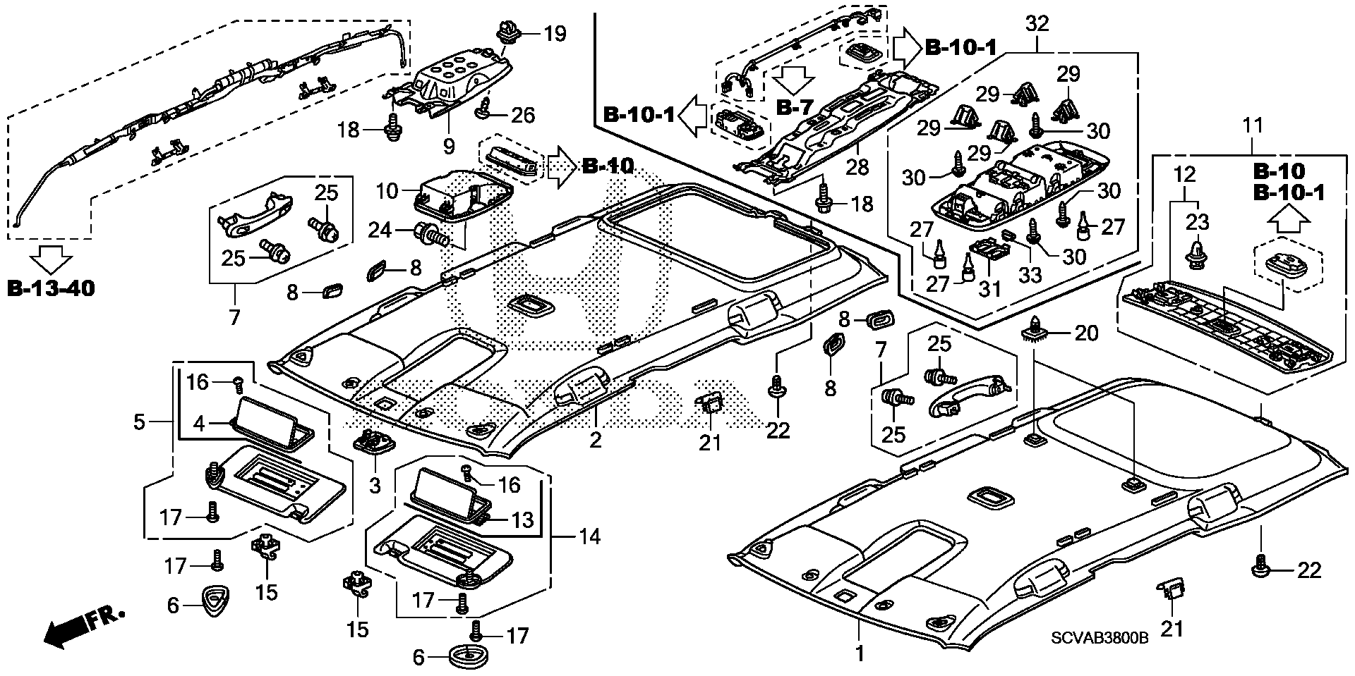 Diagram ROOF LINING for your Honda Element  