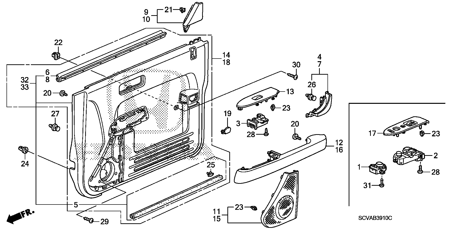 Diagram FRONT DOOR LINING for your Honda Element  