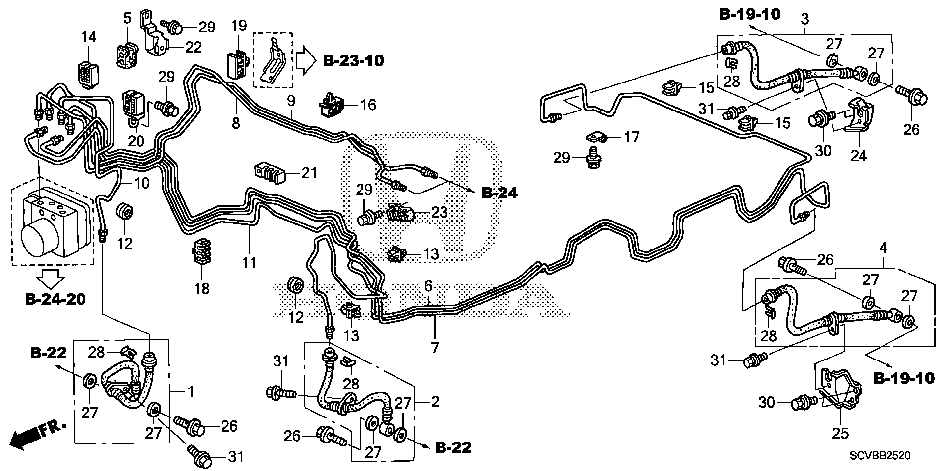 Diagram BRAKE LINES (VSA) for your 1990 Honda Civic Hatchback   