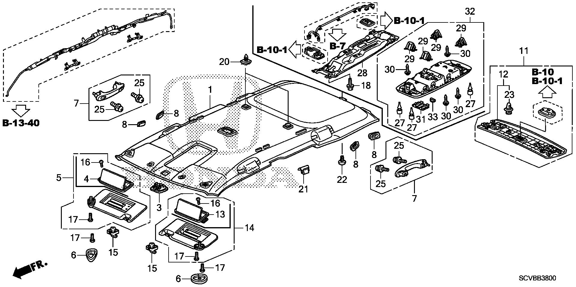 Diagram ROOF LINING for your Honda Element  