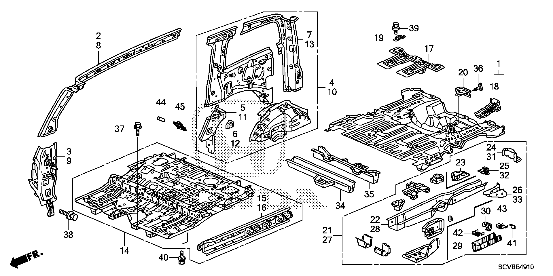 Diagram FLOOR@INNER PANEL for your 2011 Honda Pilot   