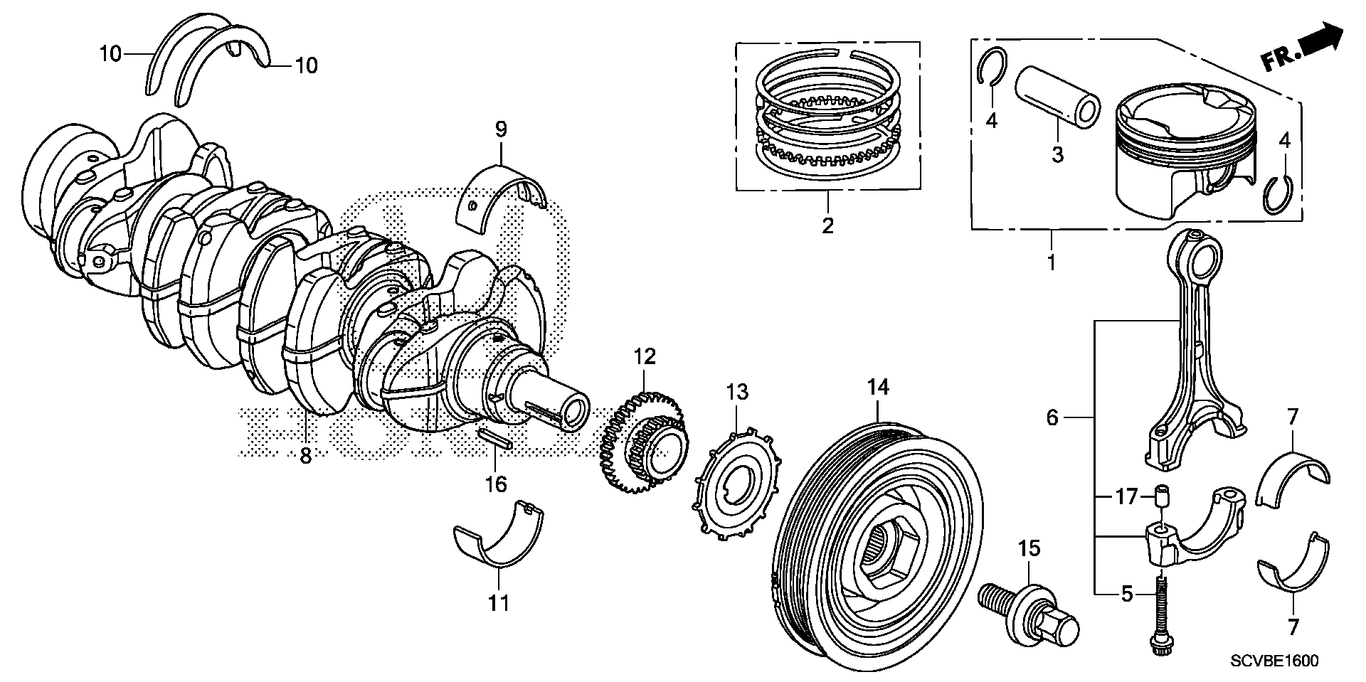 Diagram PISTON@CRANKSHAFT for your 1976 Honda Civic Coupe   