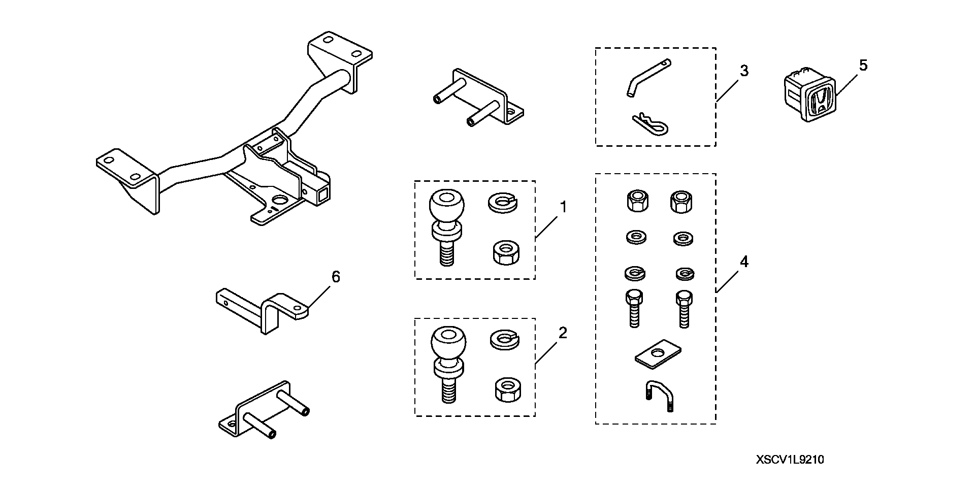 Diagram TRAILER HITCH for your 1990 Honda Accord Coupe 2.2L MT LX 