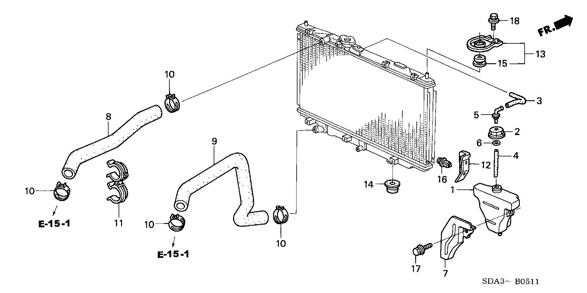 Diagram RADIATOR HOSE@RESERVE TANK (V6) for your Honda