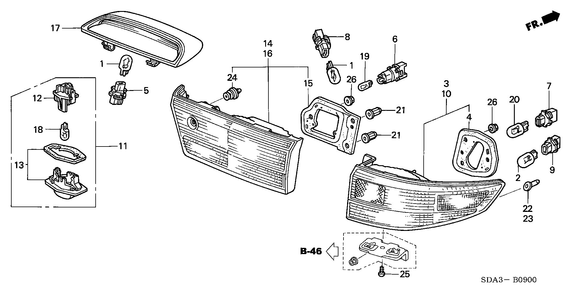 Diagram TAILLIGHT (-'05) for your 2023 Honda HR-V CVT SPORT 