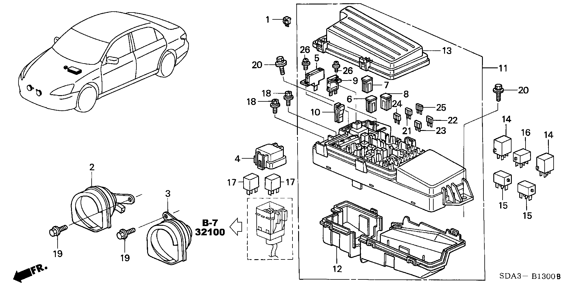 Diagram CONTROL UNIT (ENGINE ROOM) for your Honda