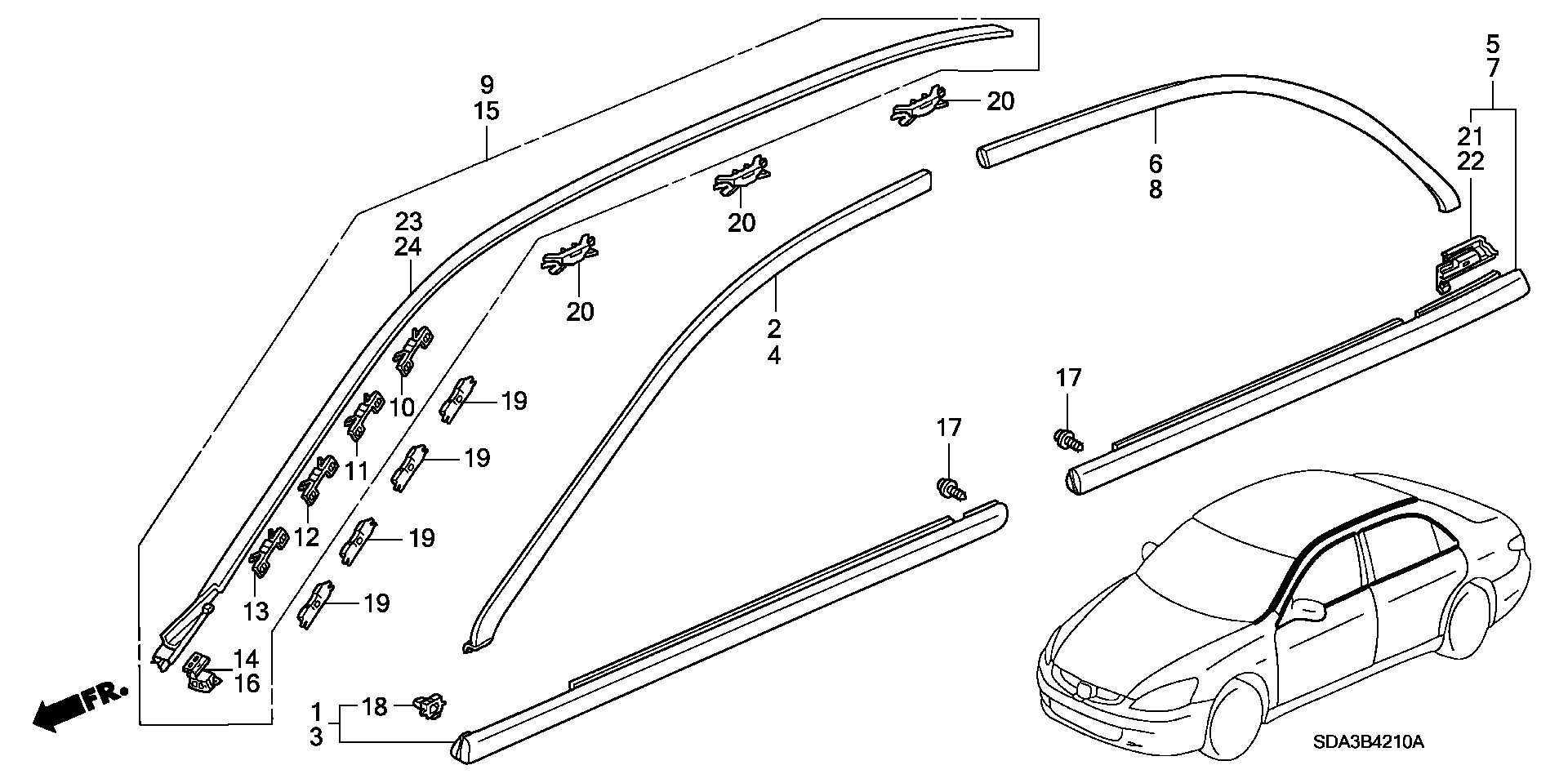 Diagram MOLDING for your Honda Accord  