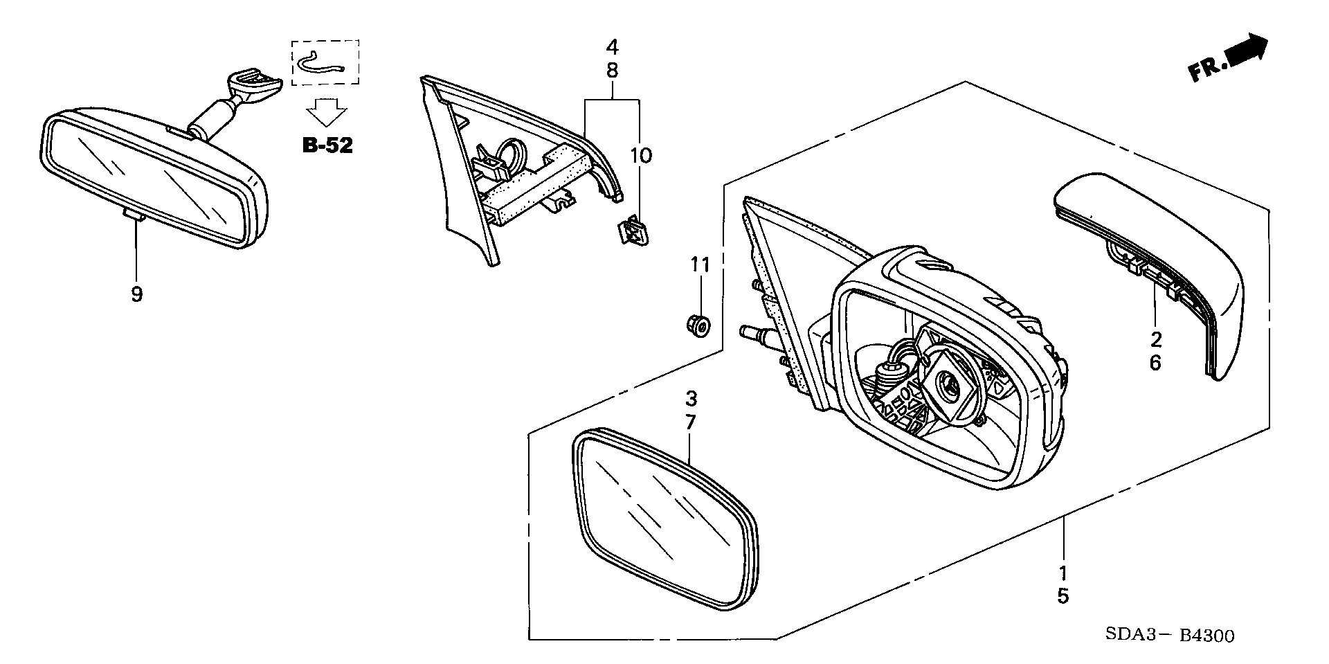 Diagram MIRROR (MANUAL TYPE) for your 1997 Honda Civic Hatchback   