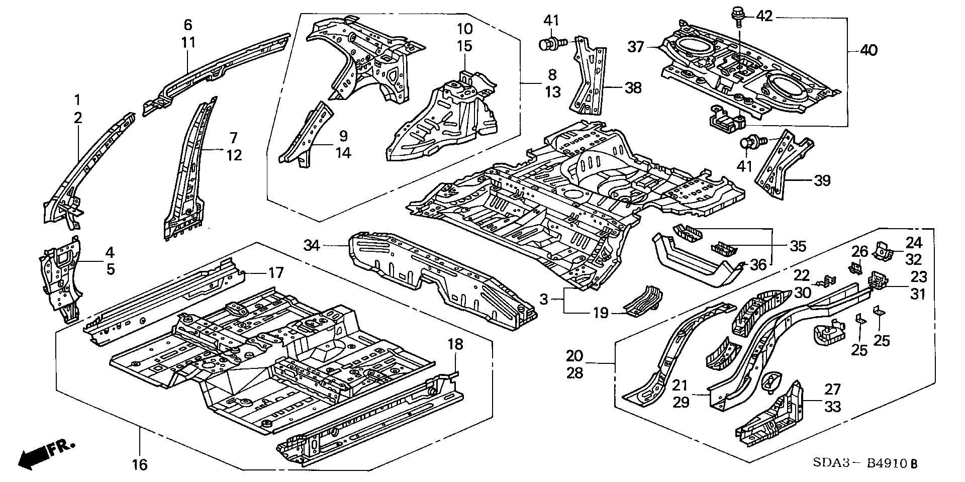 Diagram INNER PANEL for your 2009 Honda Pilot   