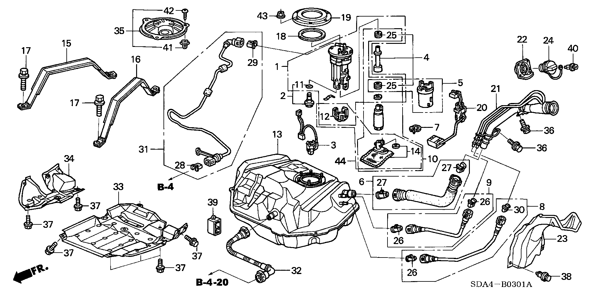 Diagram FUEL TANK (2) for your 1994 Honda Accord Coupe 2.2L MT LX 