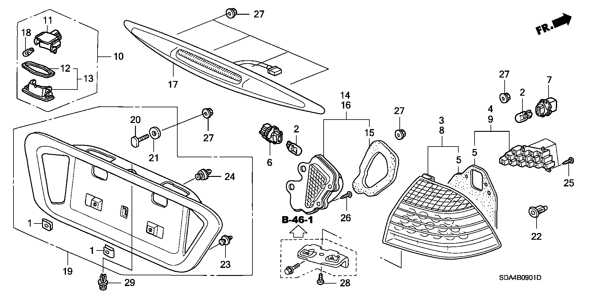 Diagram TAILLIGHT@LICENSE LIGHT ('06) for your 2001 Honda Accord   