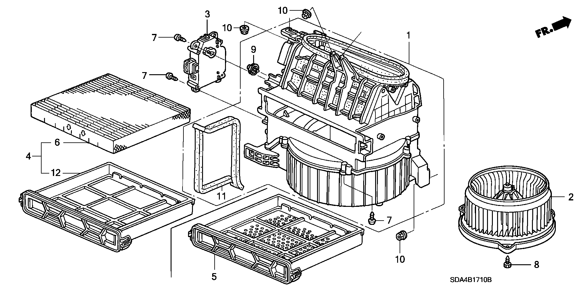 Diagram HEATER BLOWER for your 1994 Honda Accord   