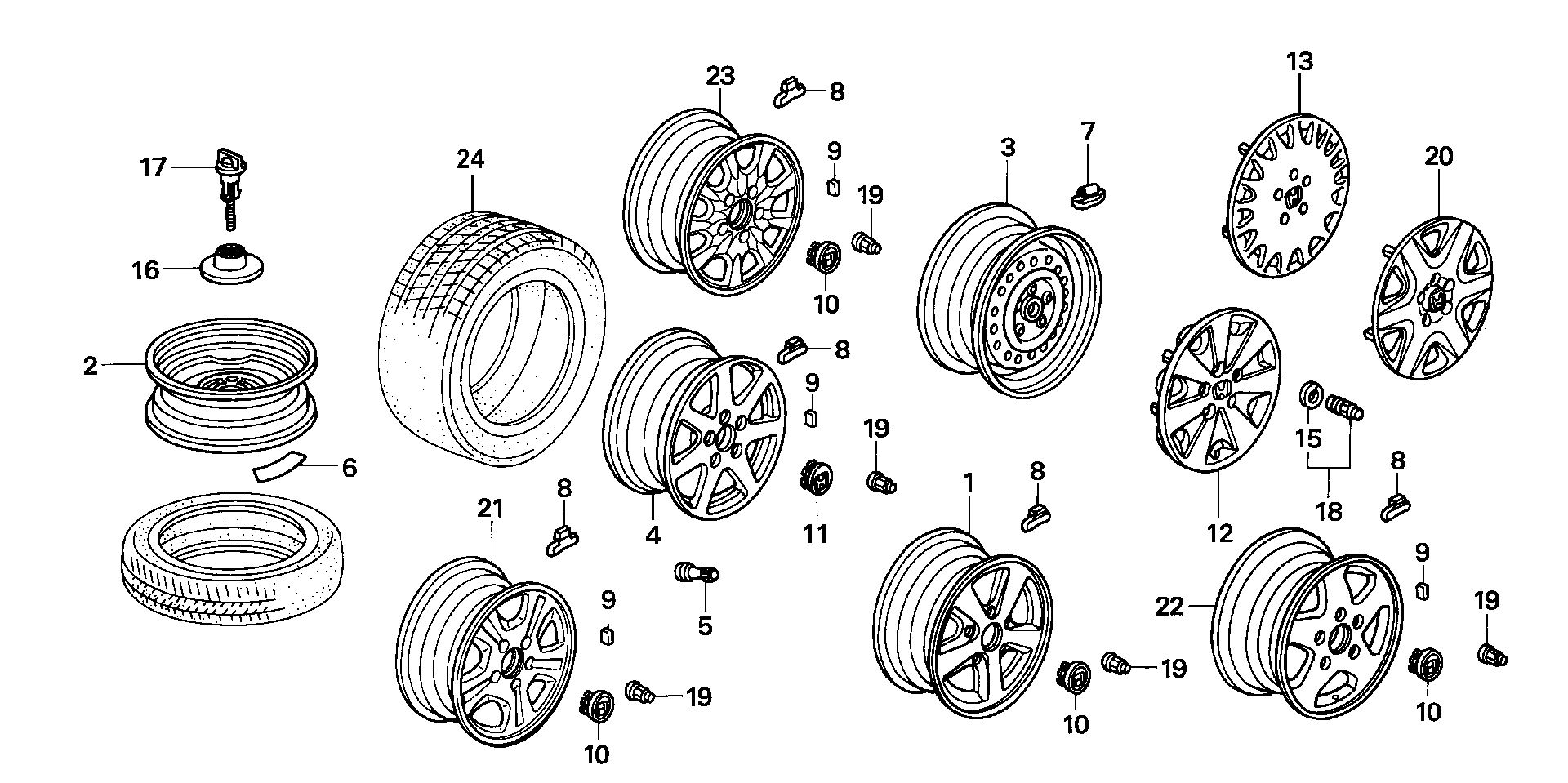 Diagram WHEEL DISK (KA/KL) for your 1988 Honda Accord   