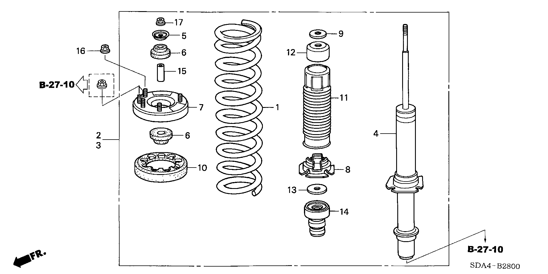 Diagram FRONT SHOCK ABSORBER for your 2003 Honda Accord 2.4L VTEC MT EX 