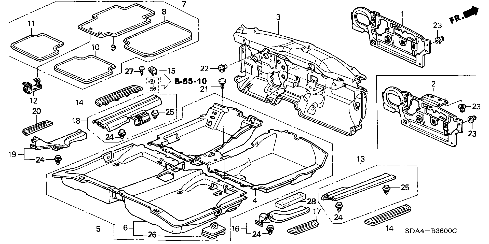 Diagram FLOOR MAT for your 2016 Honda Pilot   