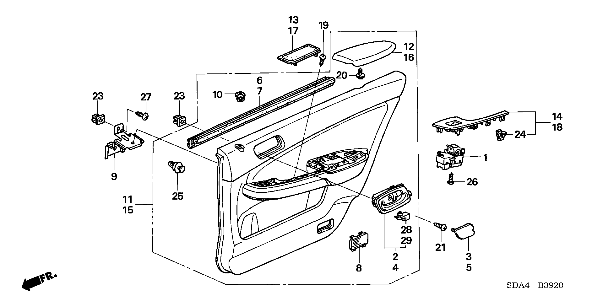 Diagram REAR DOOR LINING for your 2022 Honda CR-V   