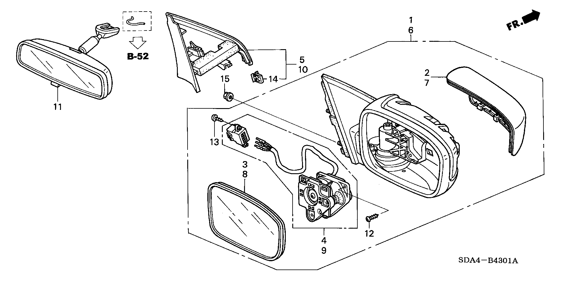 Diagram MIRROR (REMOTE CONTROL) for your 1998 Honda Civic Hatchback   