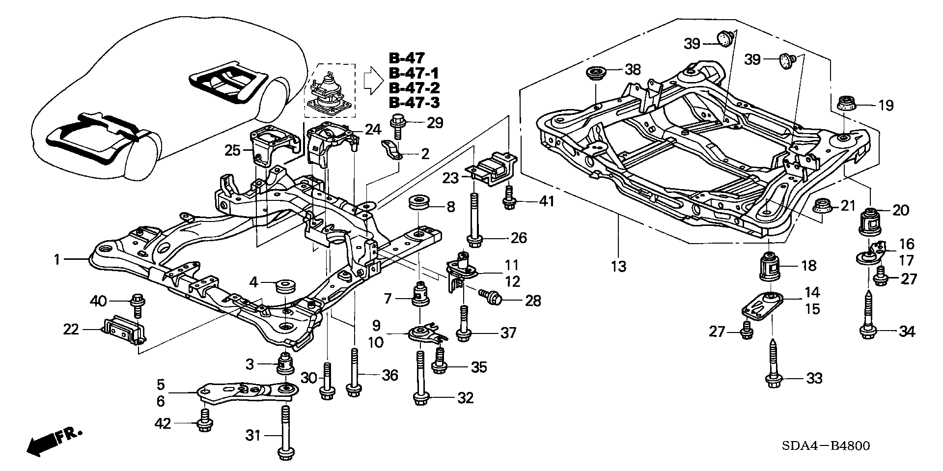 Diagram REAR BEAM@CROSS BEAM for your 1994 Honda Civic Hatchback   