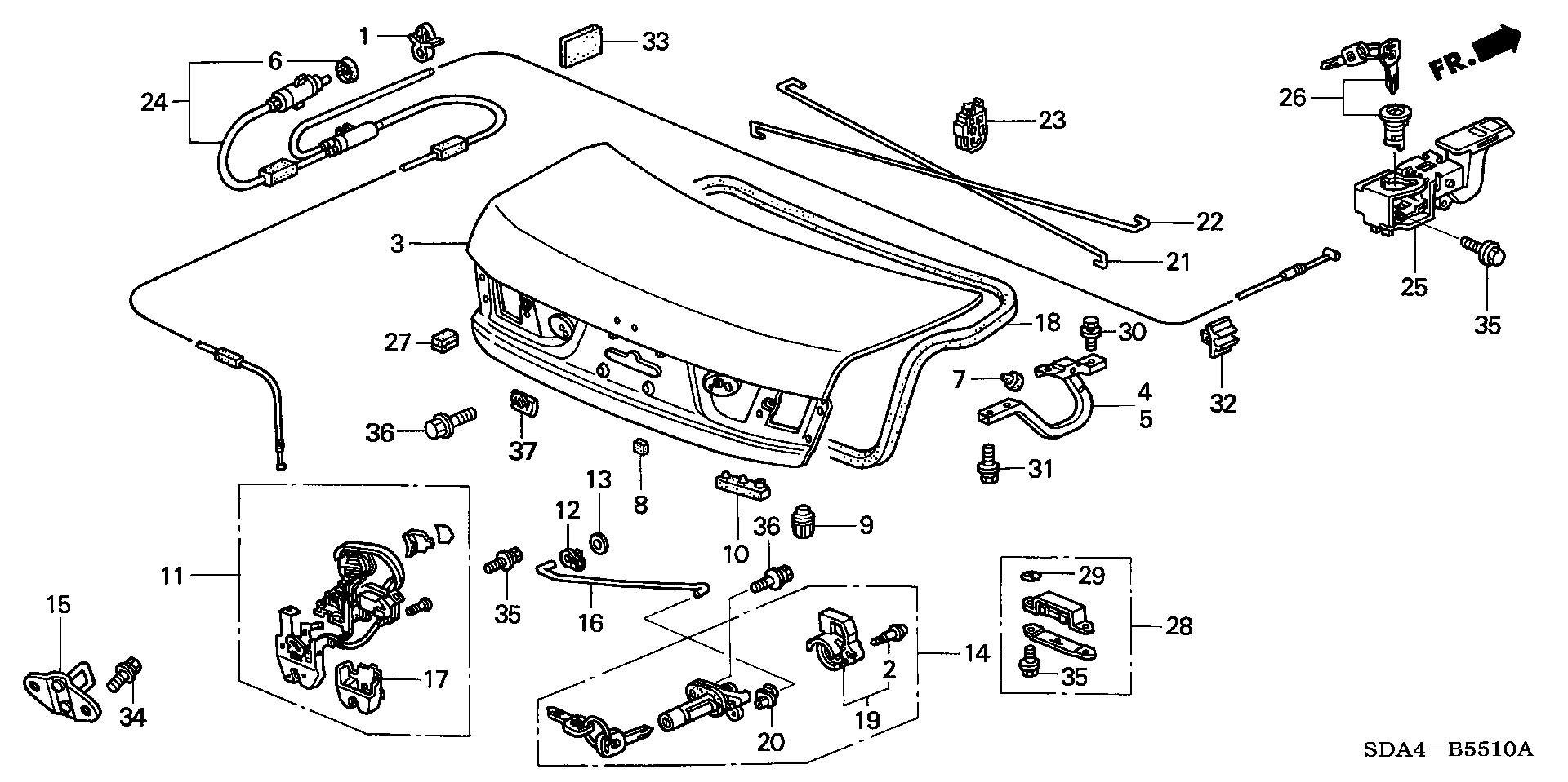 Diagram TRUNK LID (-'05) for your Honda Accord  