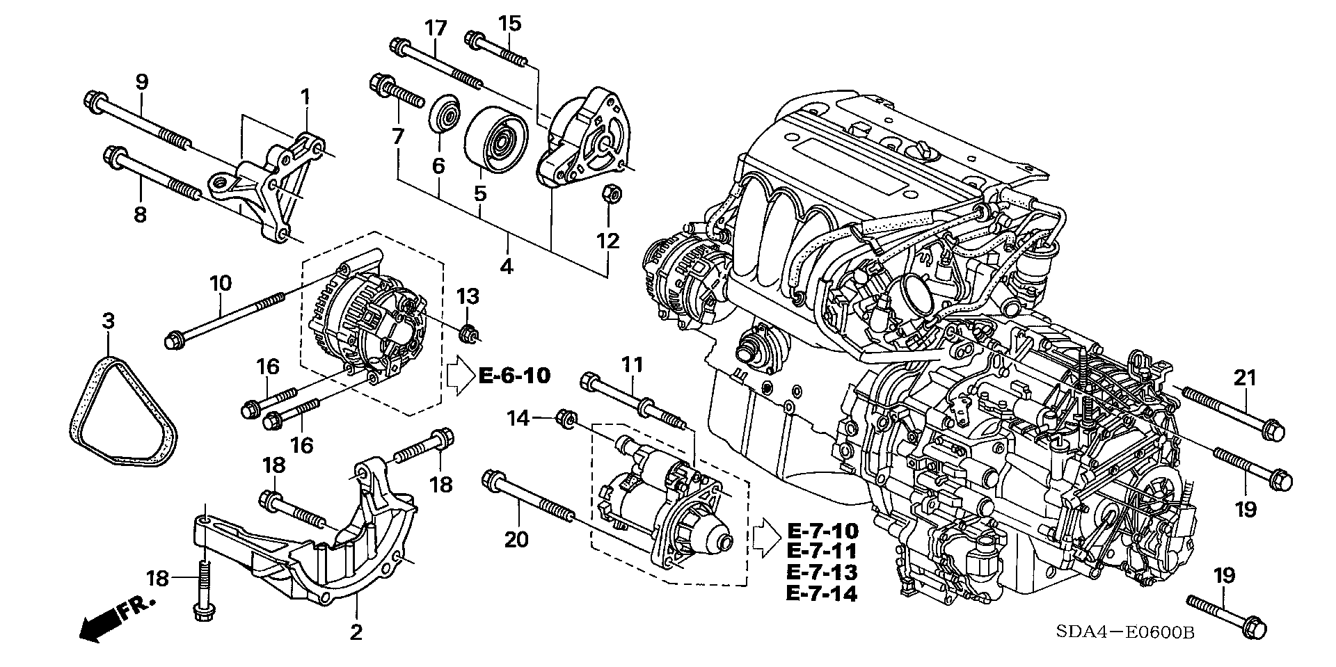 Diagram ENGINE MOUNTING BRACKET (L4) for your 2004 Honda Civic   