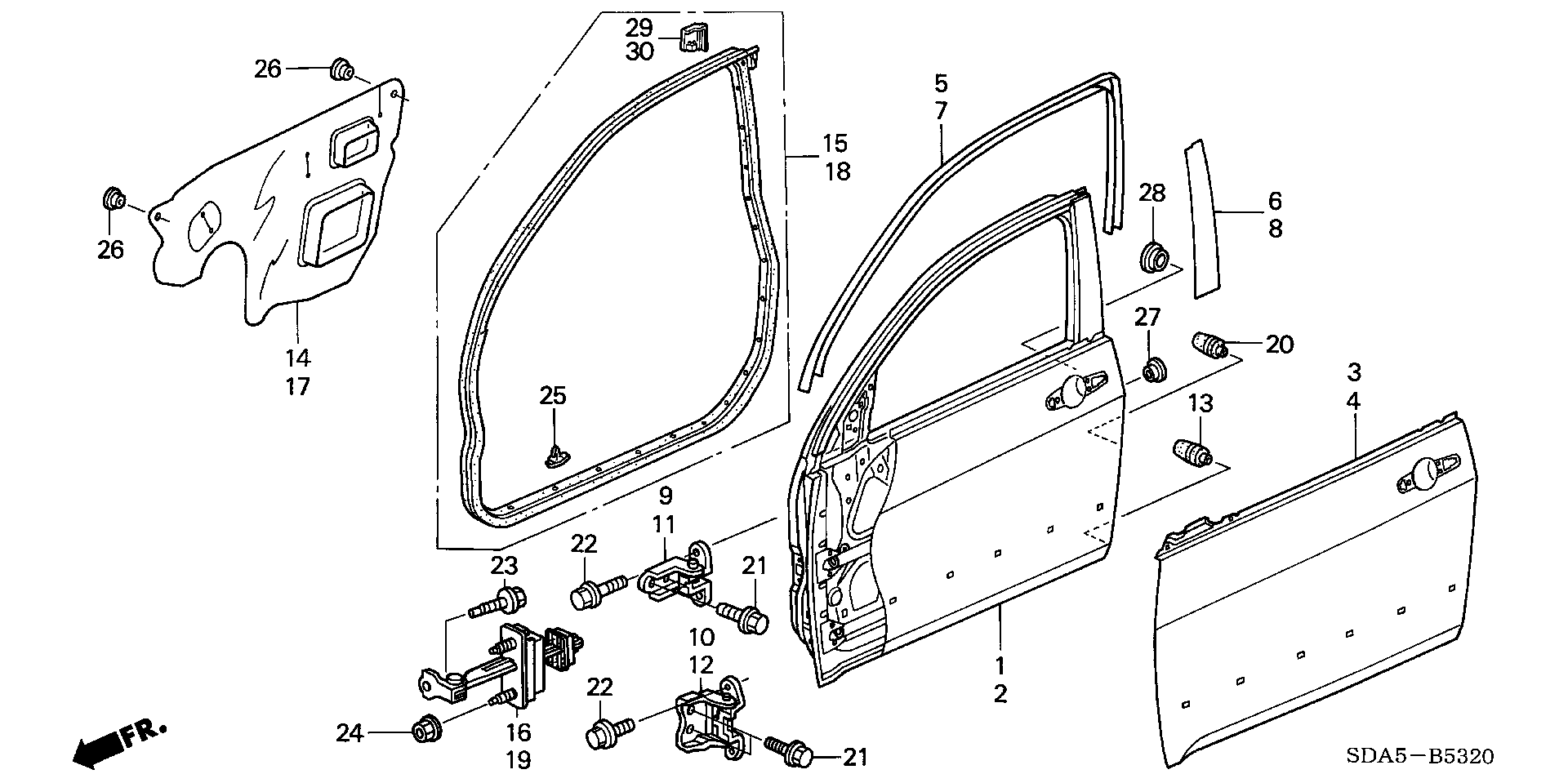 Diagram FRONT DOOR PANELS for your 2021 Honda Civic   