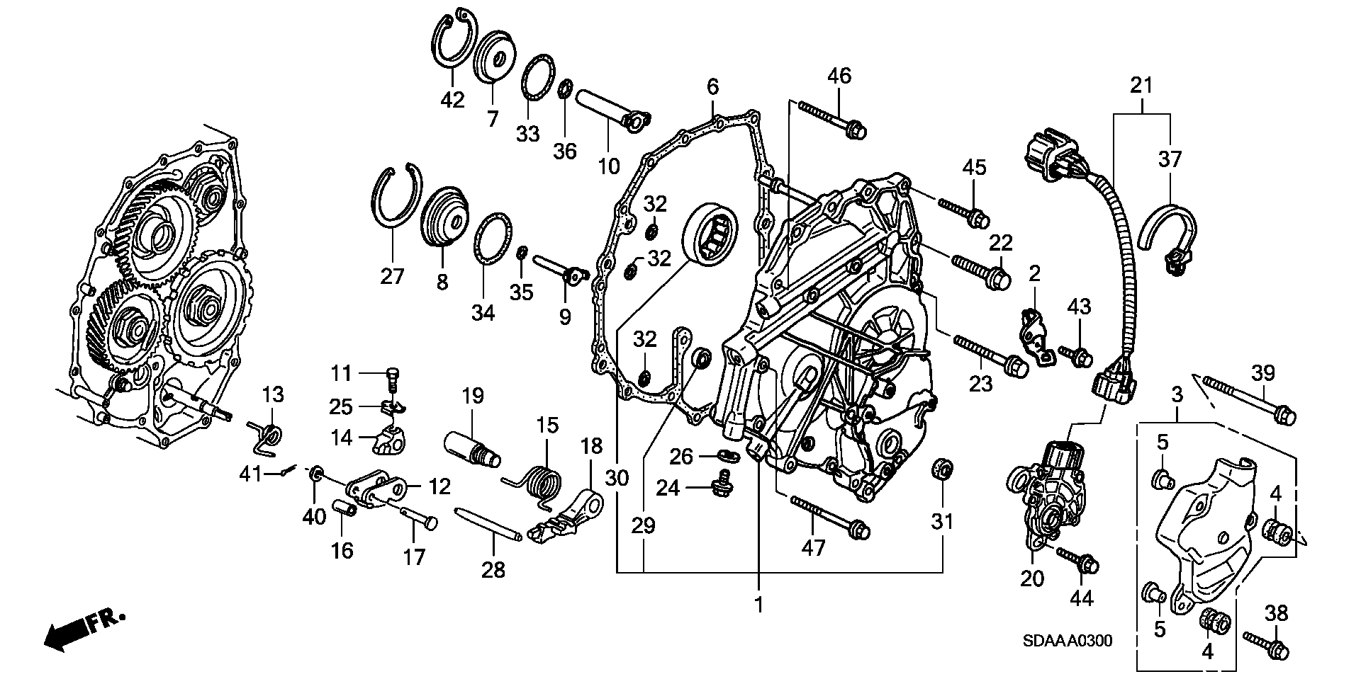 Diagram LEFT SIDE COVER (L4) for your 2007 Honda Accord 2.4L VTEC AT EX 