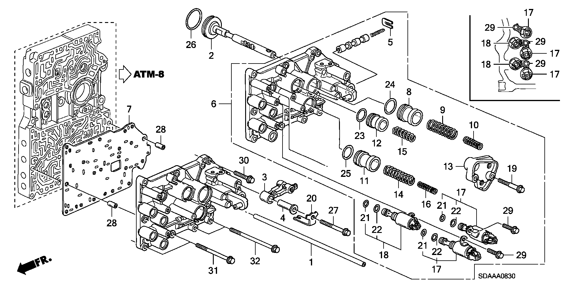 Diagram SERVO BODY (L4) for your 2007 Honda Accord 2.4L VTEC AT LX 