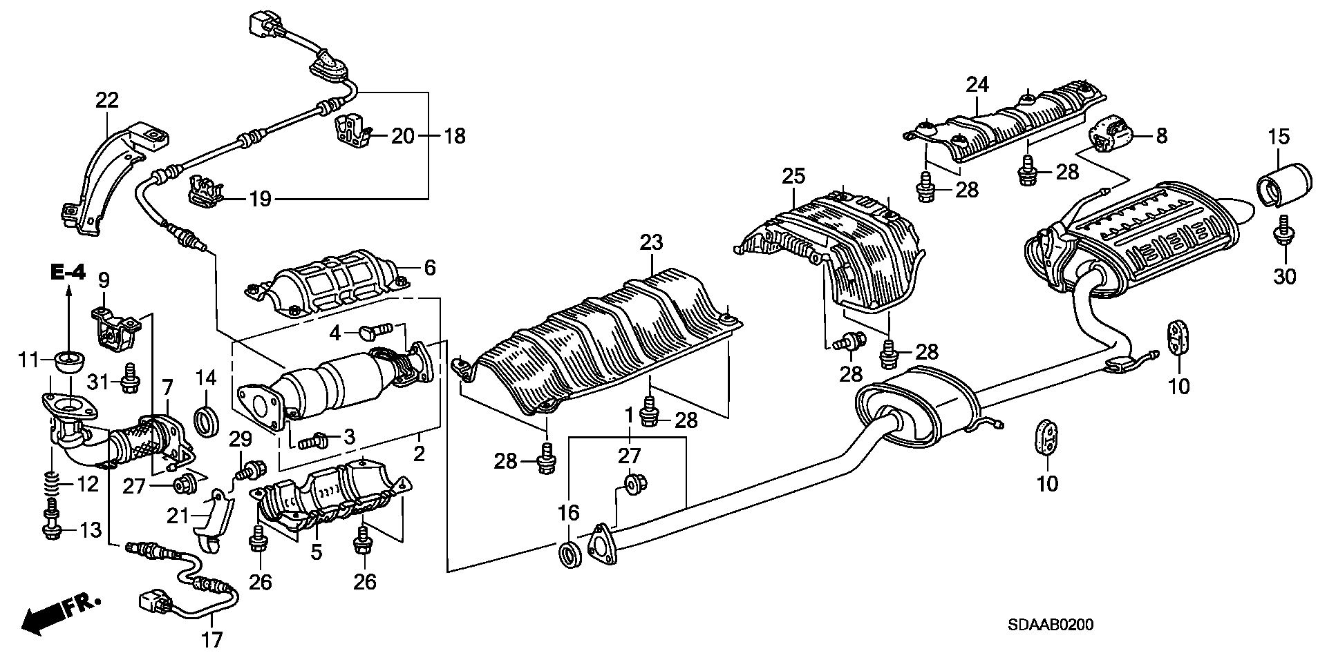 Diagram EXHAUST PIPE@MUFFLER (L4) for your 2007 Honda Accord 2.4L VTEC MT EX 