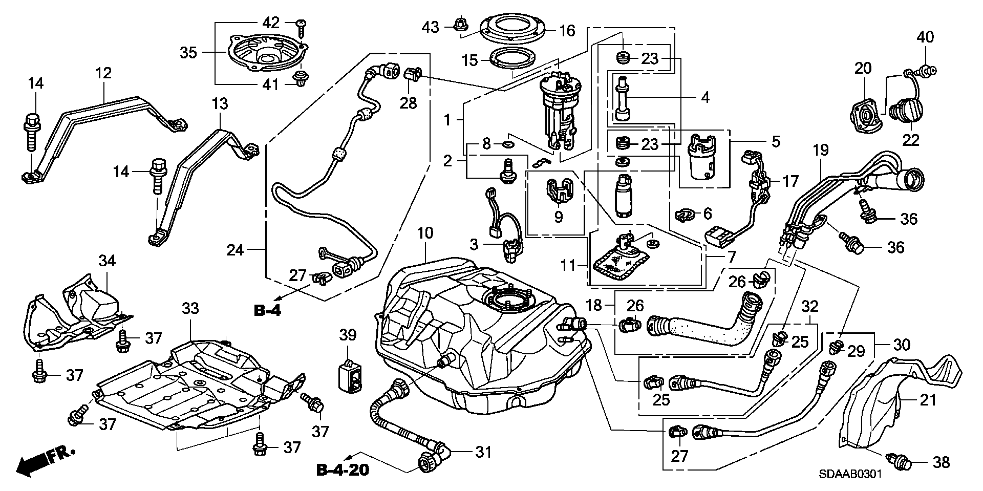 Diagram FUEL TANK (2) for your 1994 Honda Accord Coupe 2.2L MT LX 