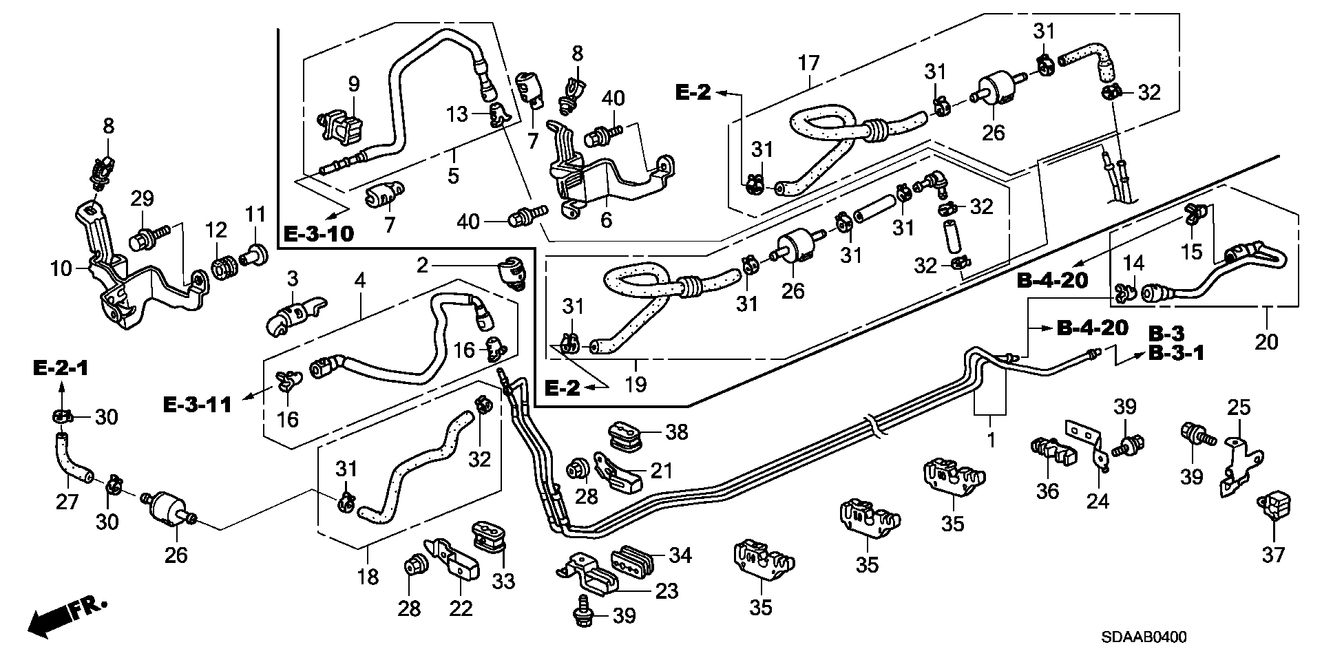 Diagram FUEL PIPE for your 2007 Honda Accord 2.4L VTEC AT VP 