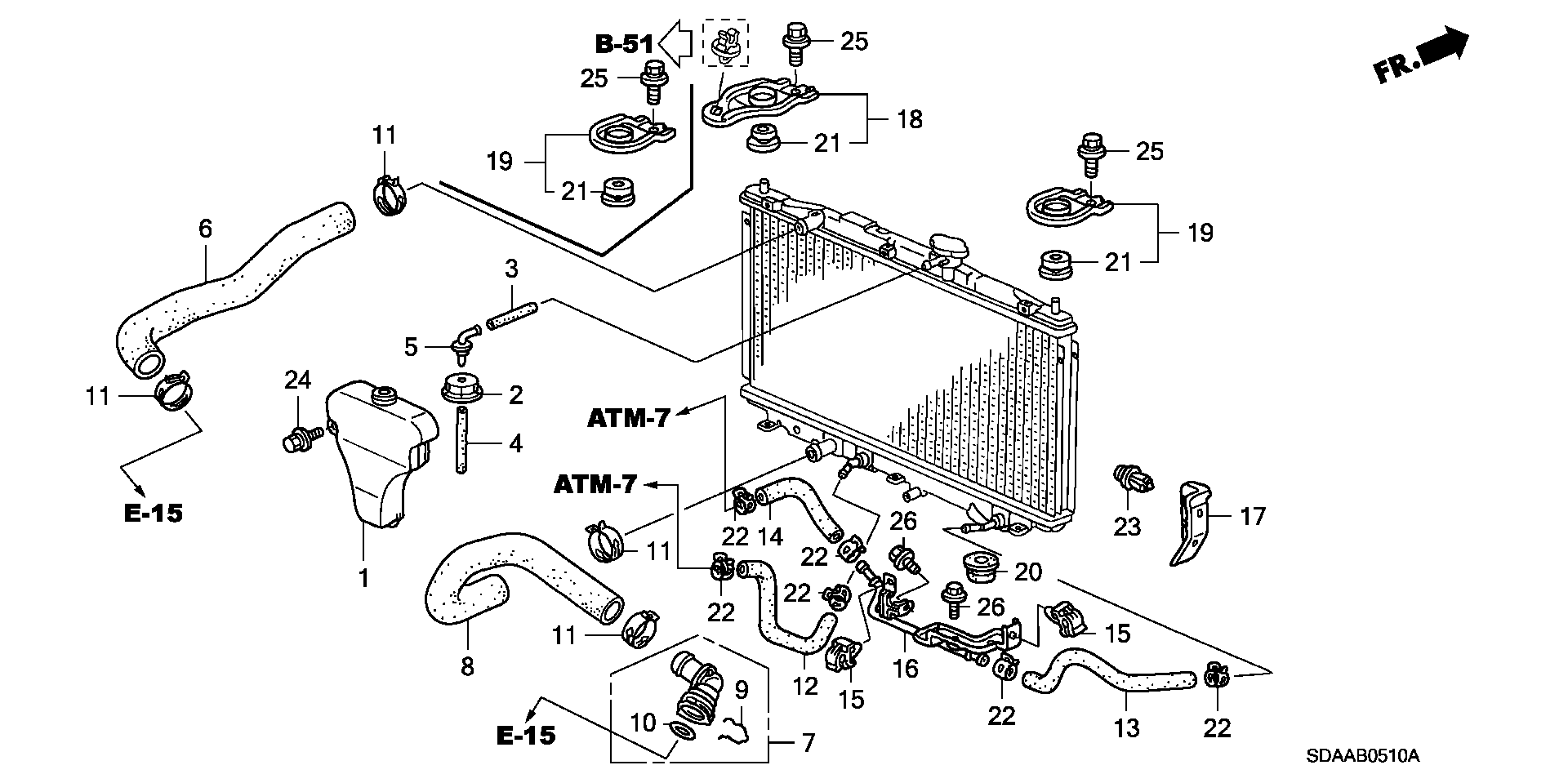 Diagram RADIATOR HOSE@RESERVE TANK (L4) for your 1993 Honda Accord   