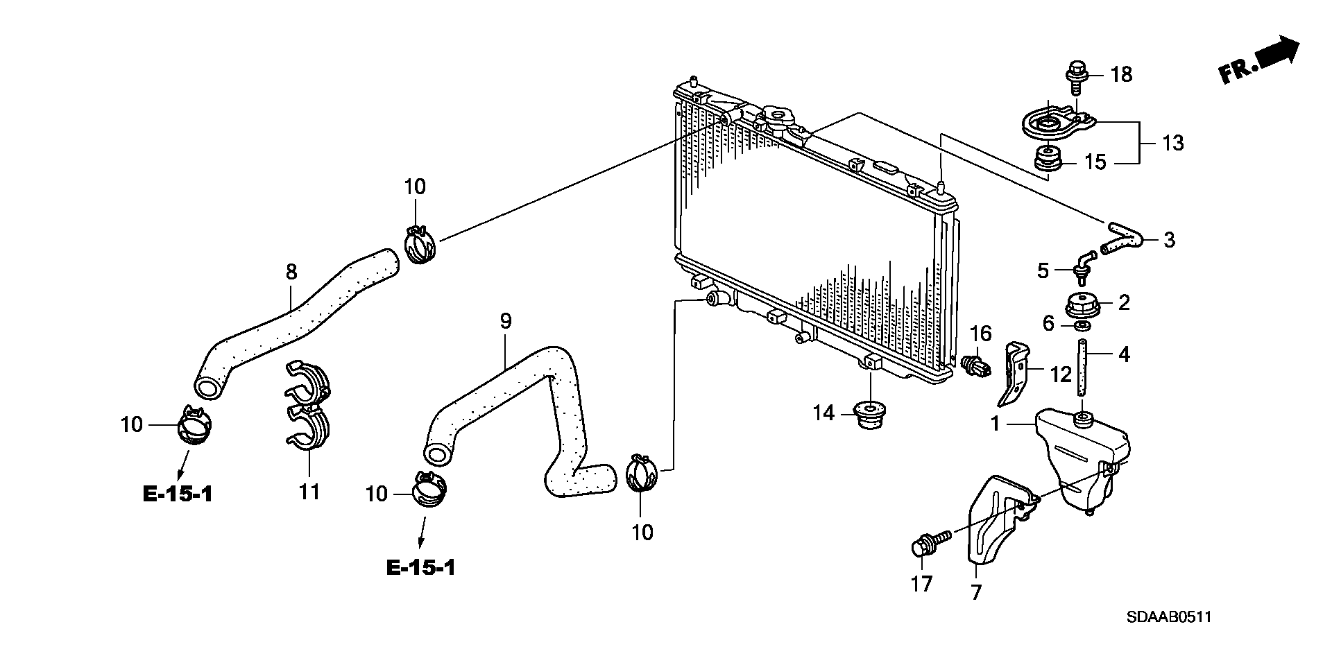 Diagram RADIATOR HOSE@RESERVE TANK (V6) for your Honda